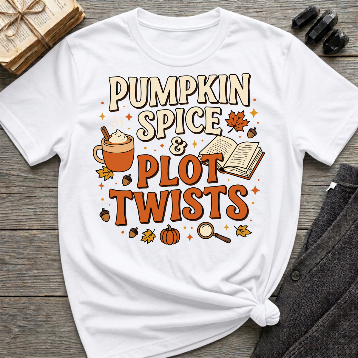 Pumpkin Spice & Plot Twists - Graphic T-Shirt