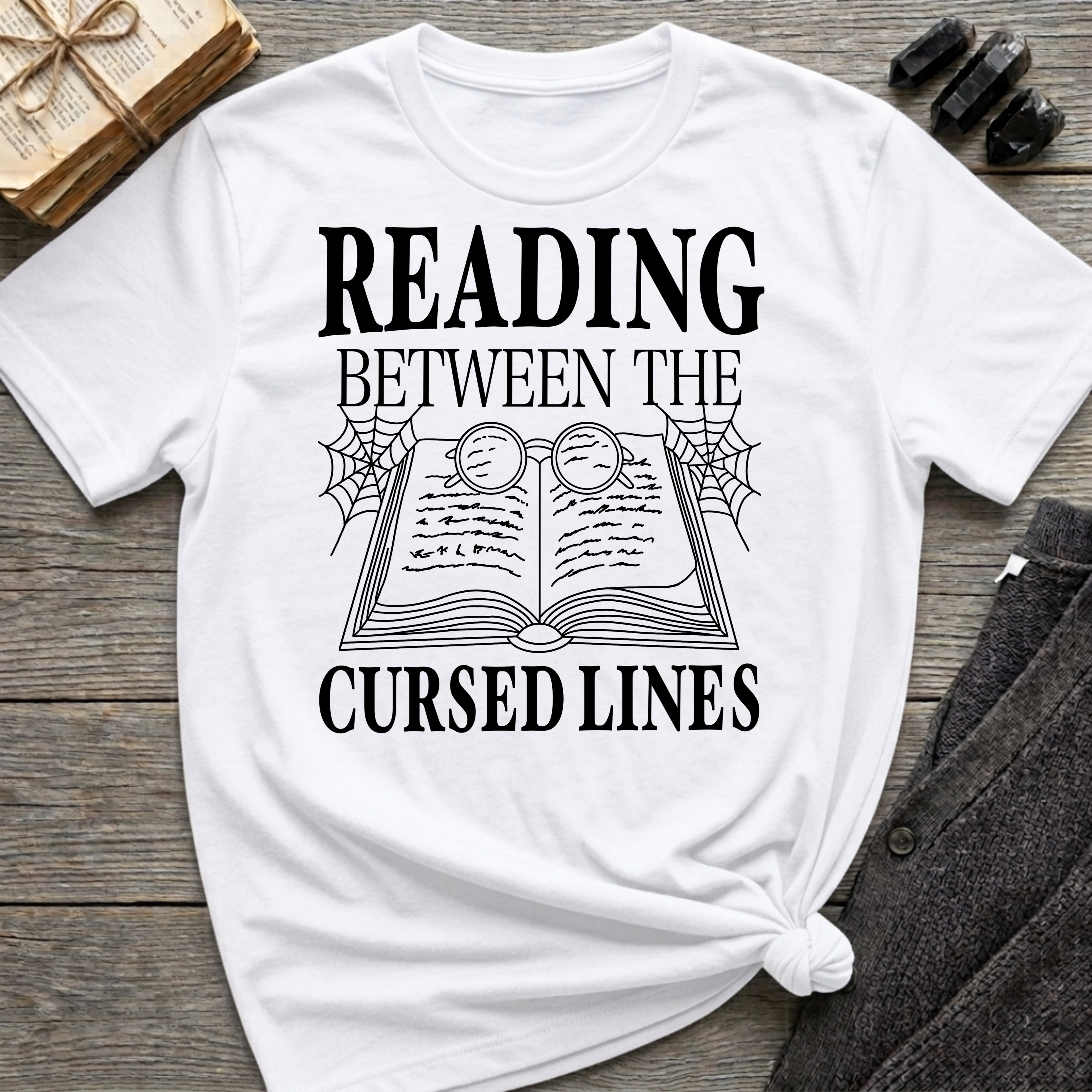 Reading between the cursed lines - Typography T-Shirt