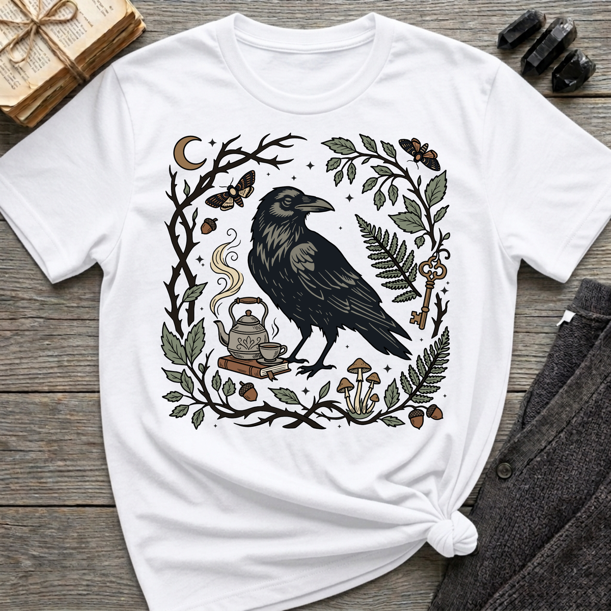Raven, Tea & Nature - Graphic T-Shirt