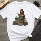 Reading Witch Sitting on a Pile of Books - Graphic T-Shirt