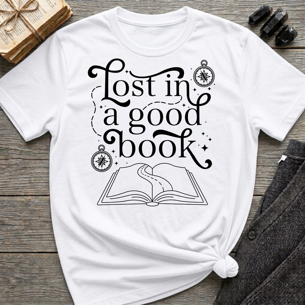 Lost in a good book - Typography T-Shirt