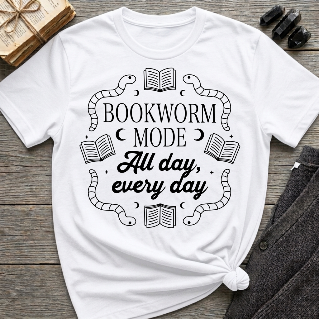 Bookworm Mode - Typography T-Shirt