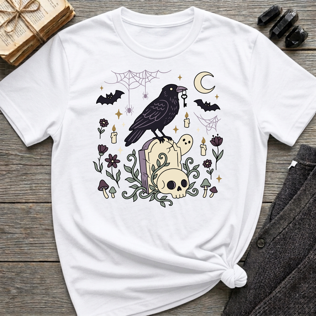 Raven, Skull & Moon - Graphic T-Shirt
