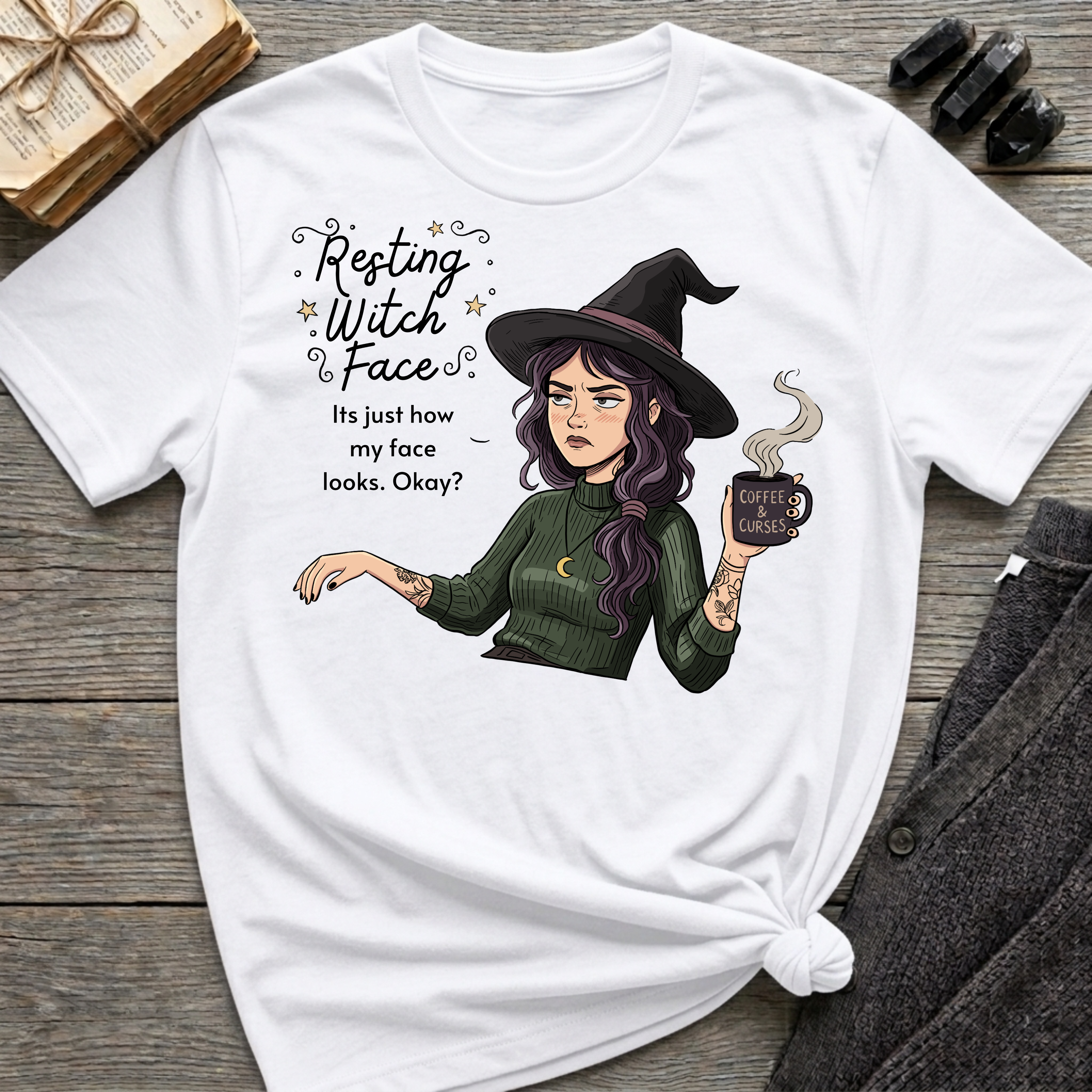 Resting Witch Face - Moody Witch Graphic T-Shirt