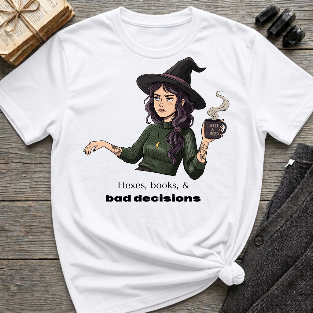 Hexes, books, & bad decisions - Moody Witch Graphic T-Shirt