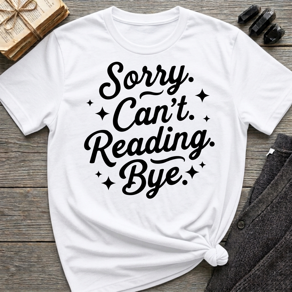 Sorry. Can't. Reading. Bye. - Typography T-Shirt