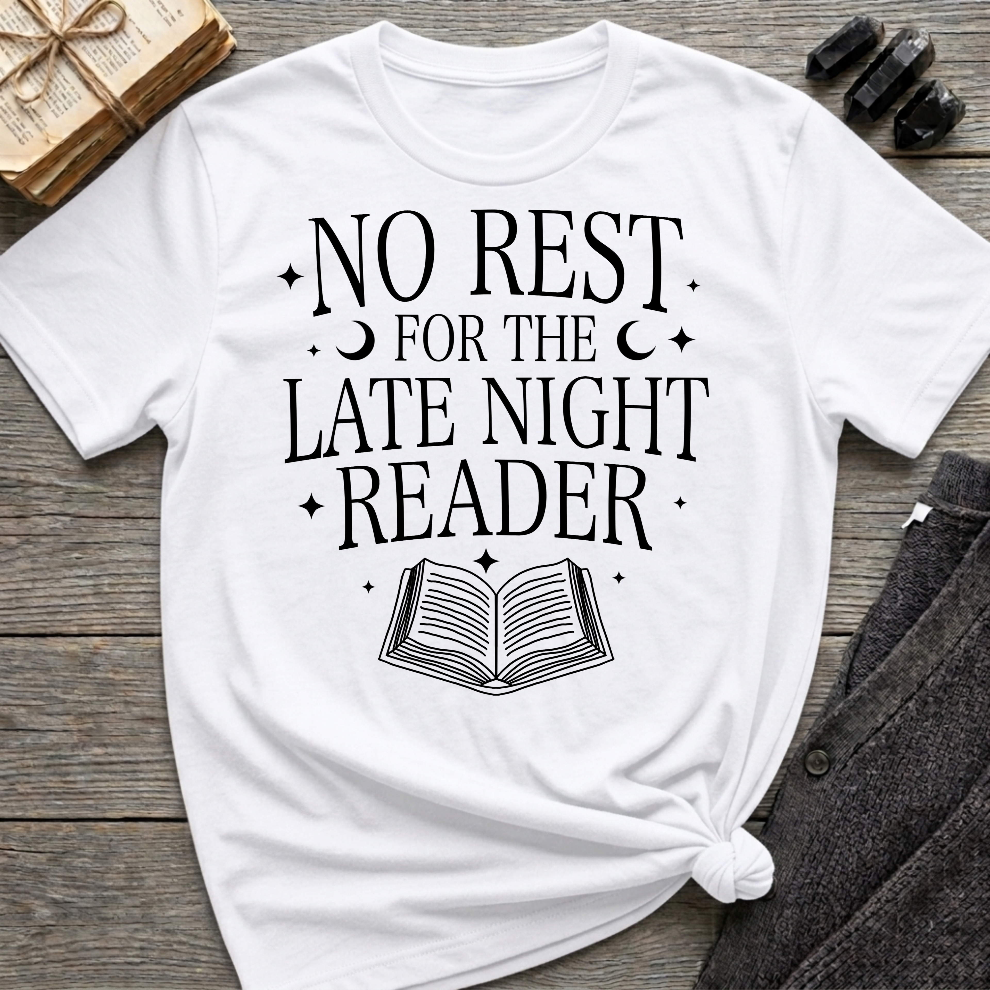 No rest for the late night reader - Typography T-Shirt